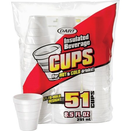 Dart Container Cups, Foam, Insulated, 8.5Oz 24PK DCC8RP51CT
